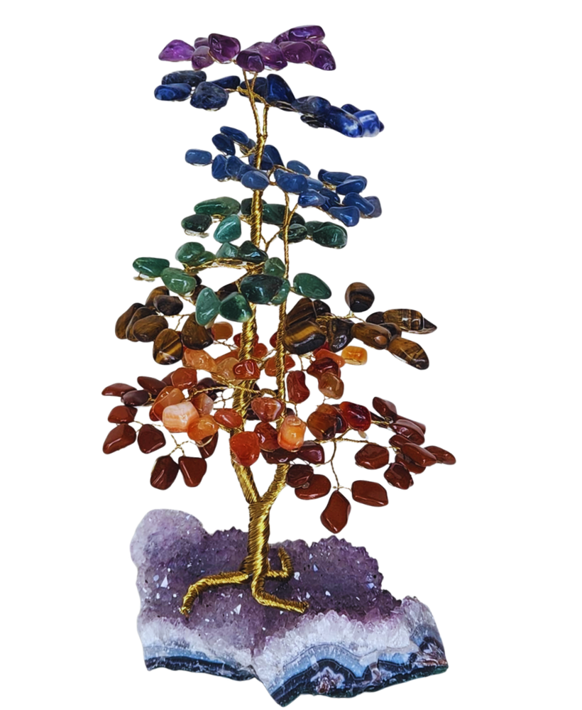Árvore grande 7chakras na base de ametista 30cm