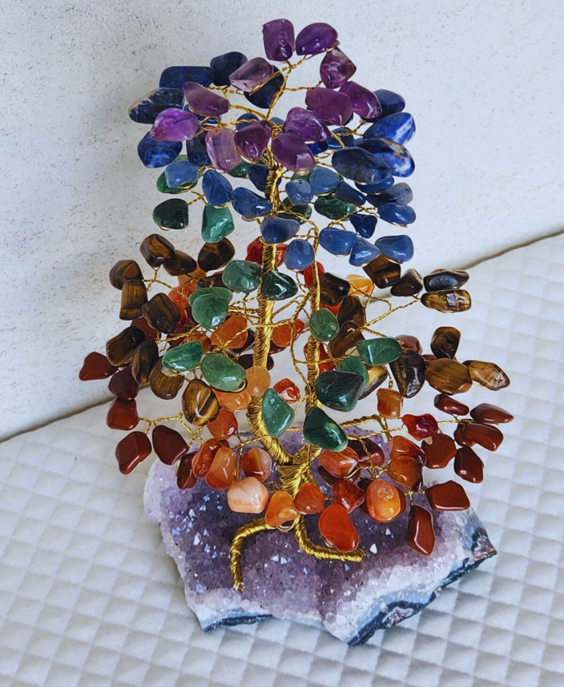 Árvore grande 7chakras na base de ametista 30cm