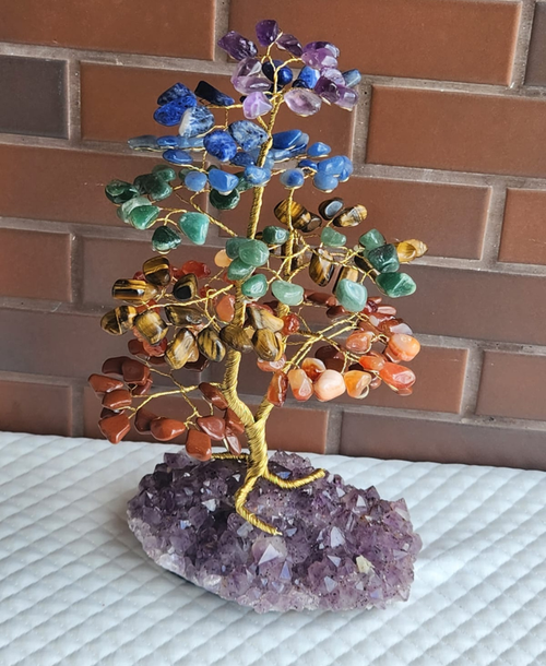 Árvore grande 7chakras na base de ametista 30cm