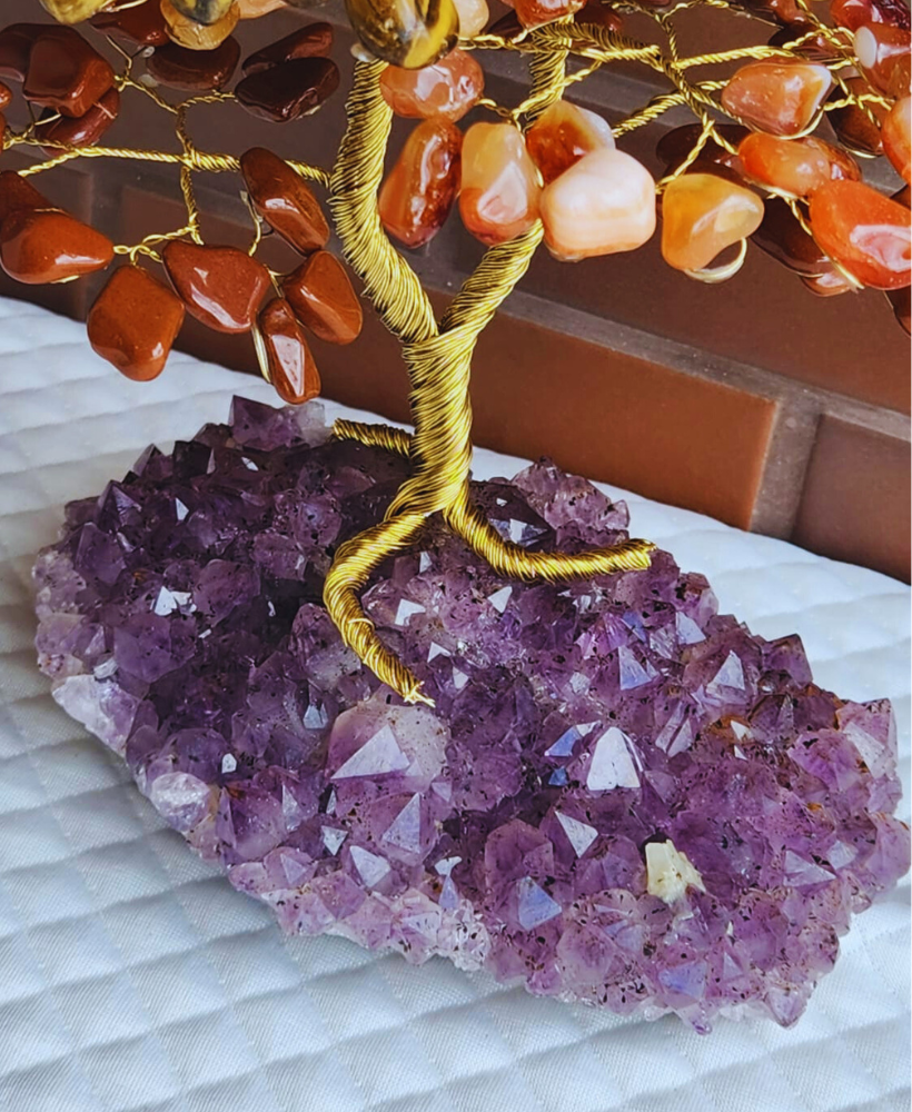 Árvore grande 7chakras na base de ametista 30cm