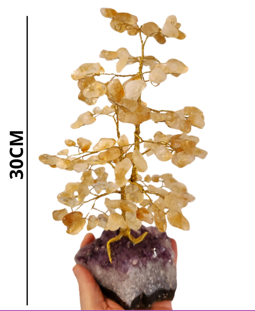 Árvore grande de citrino na base de ametista - 30cm