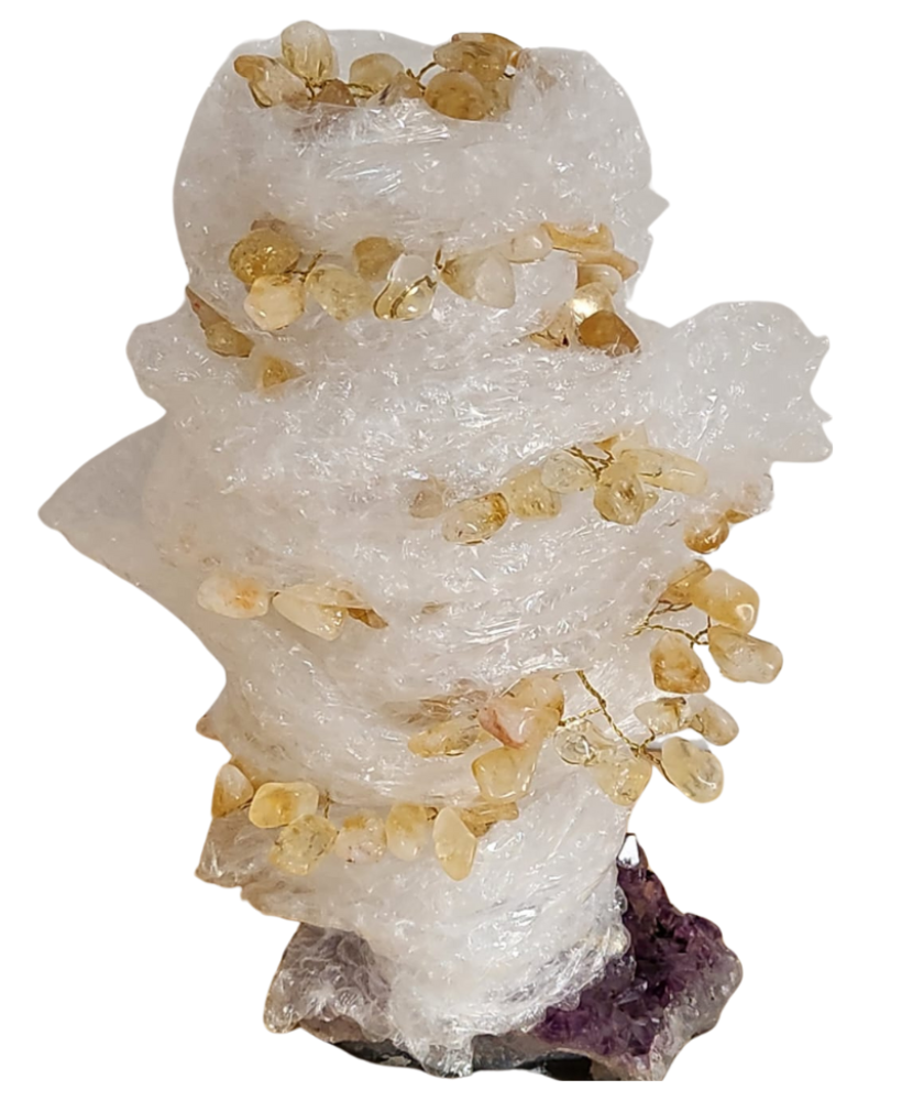 Árvore grande de citrino na base de ametista - 30cm