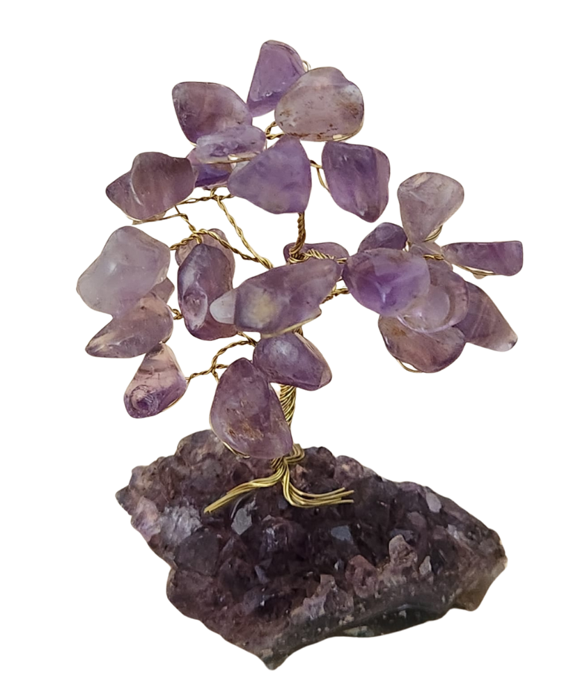 Árvore em diversas pedras na base de ametista a partir de