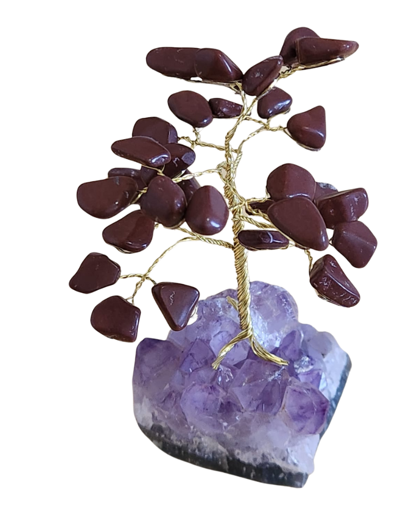 Árvore em diversas pedras na base de ametista a partir de