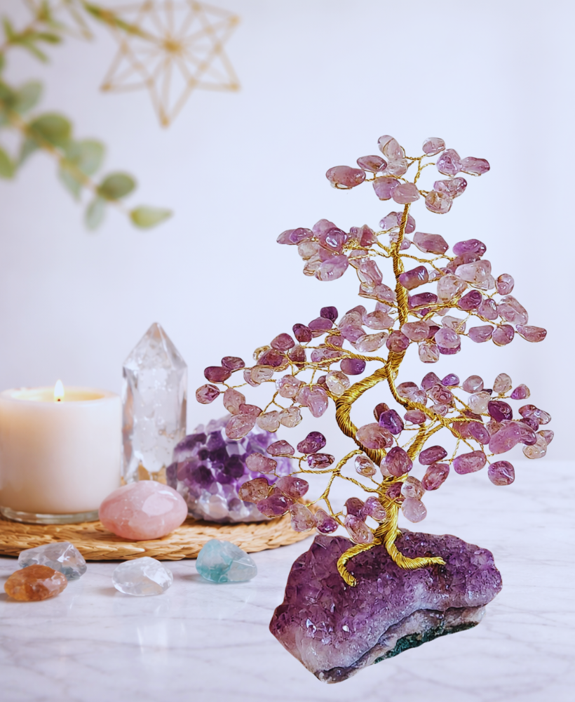 Árvore grande de Ametista na base de Ametista - 25cm