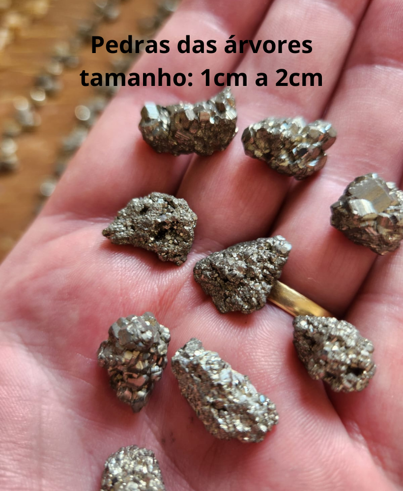Árvore grande de pirita na base de ametista 25cm